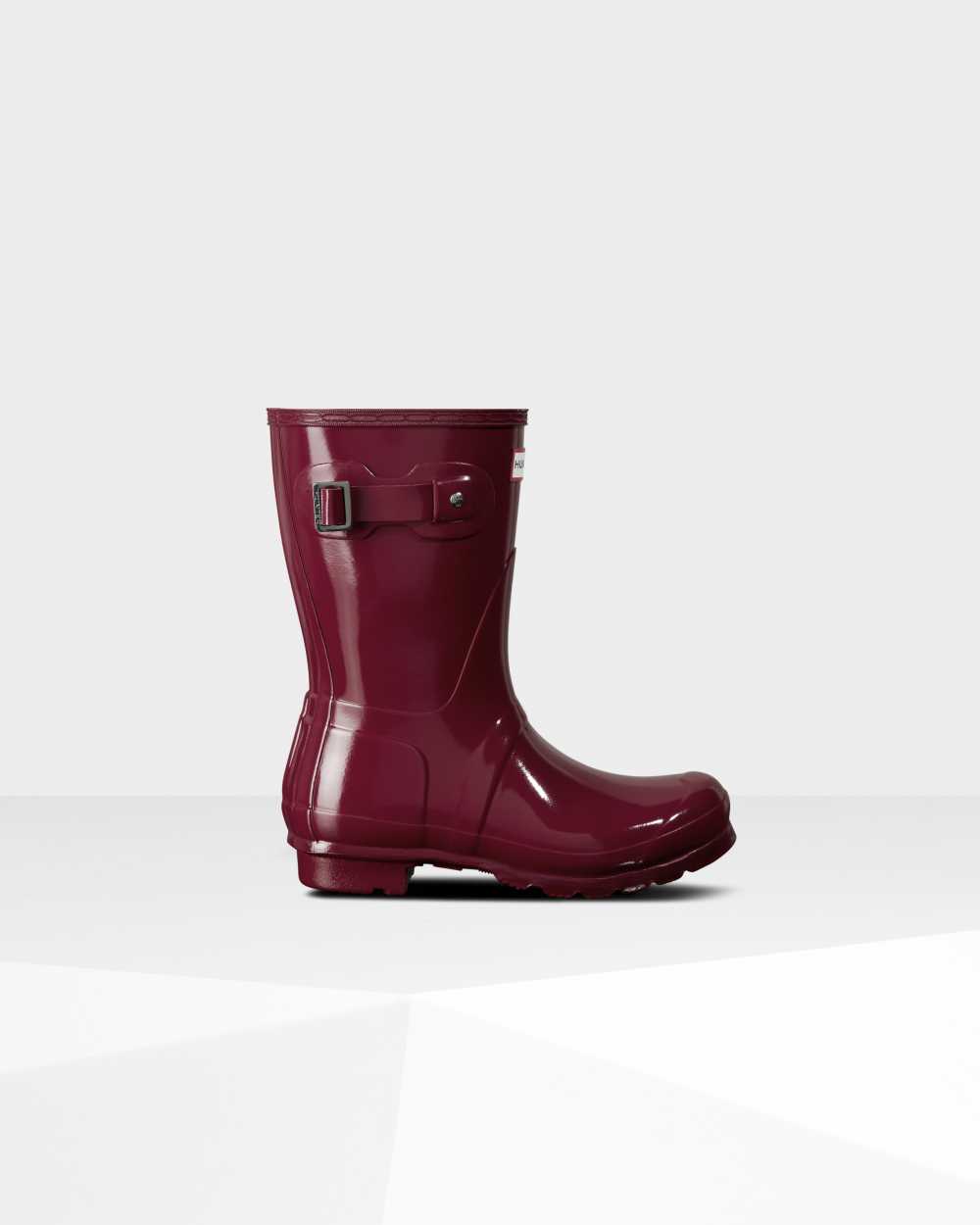 Stivali Pioggia Hunter Original Short Gloss Mid-Calf Donna - Bordeaux/Rosse | 478-132374 IT